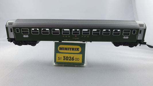 Minitrix 51 3026 00 Voiture de train rapide CFF 2e classe OVP (GWP2) 