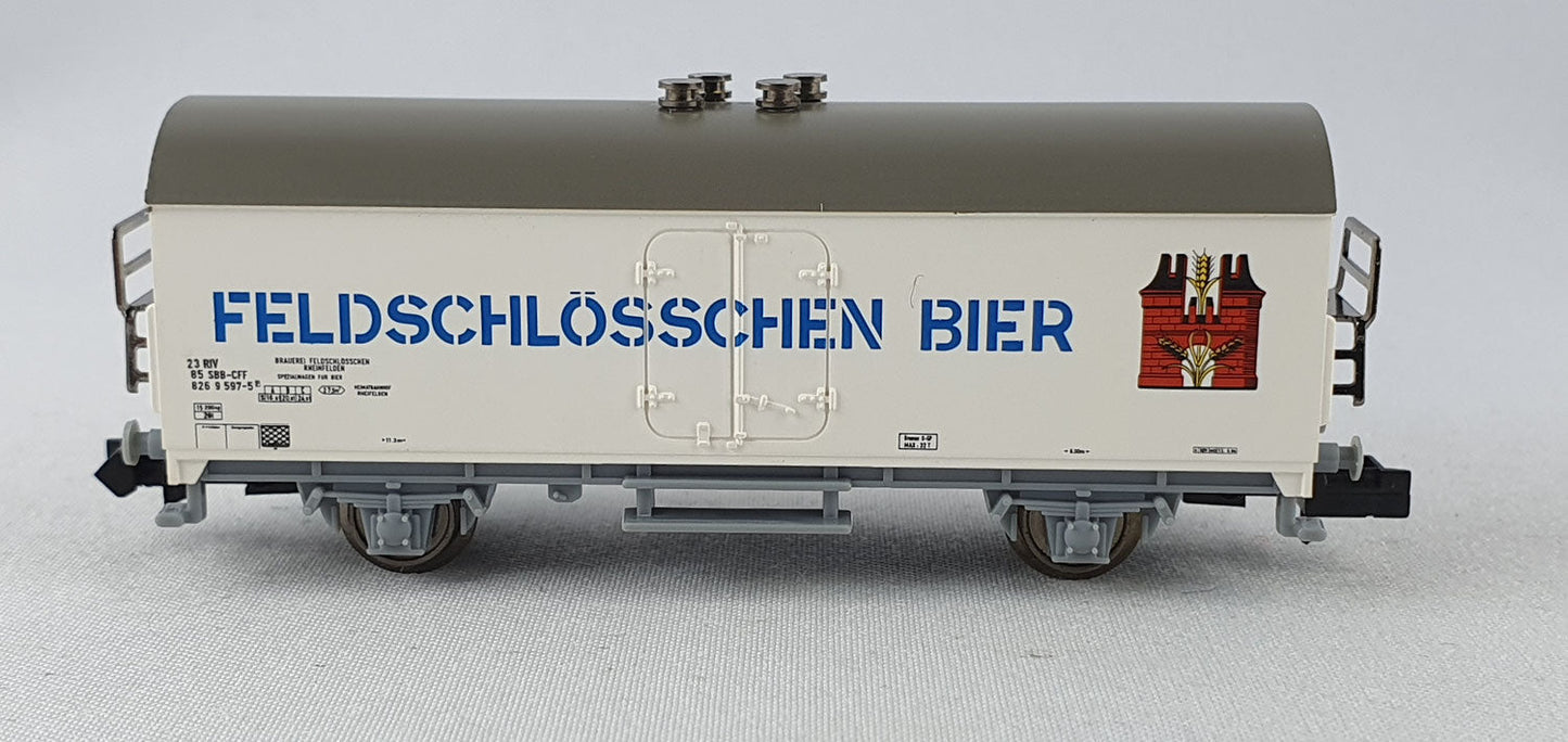Minitrix 15644-02 SBB Bierwagen "Feldschlösschen Bier" OVP (DG530)