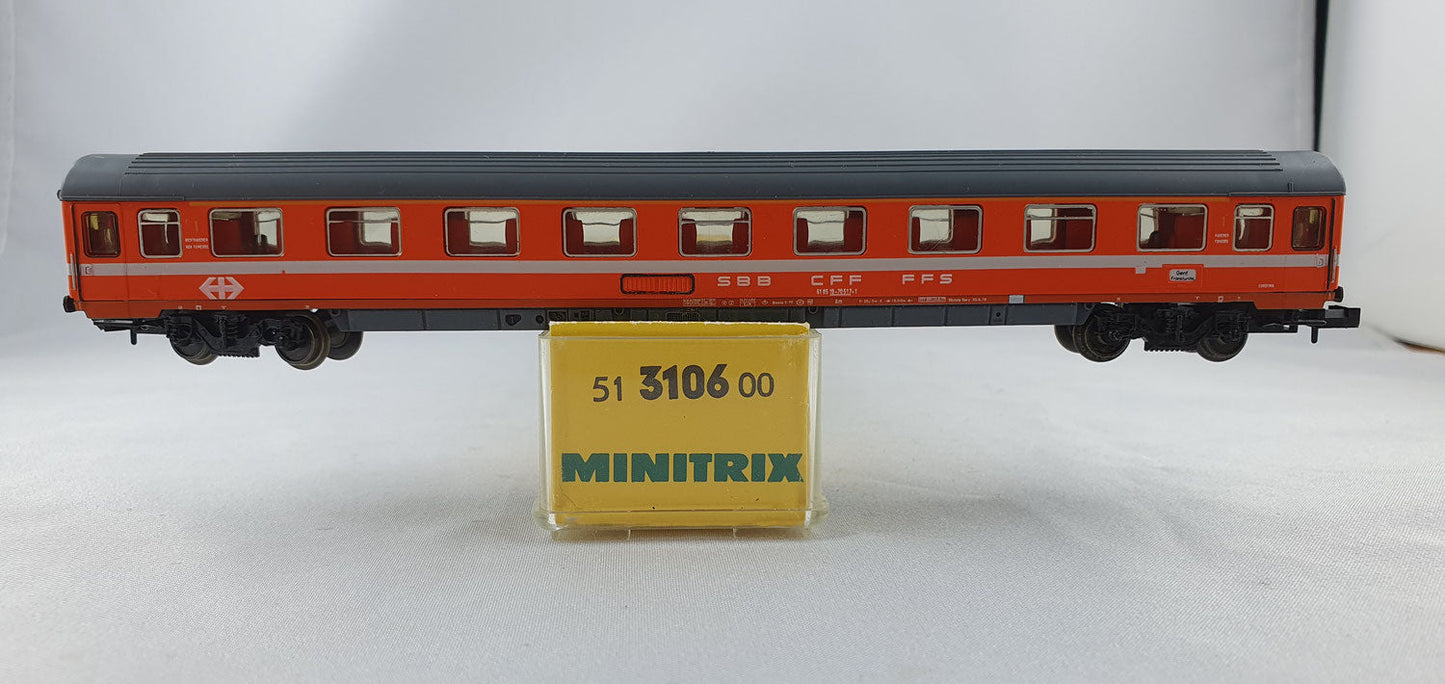 Minitrix 51 3106 00 SBB Abteilwagen 2. Kl. OVP (AGW22)