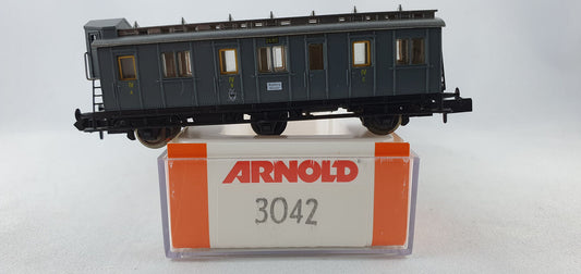 Arnold 3042 KPEV Abteilwagen 4. Kl. mit BrH grau 3-achsig OVP (DP360)