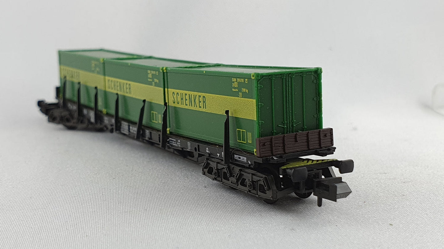 Minitrix 51 3511 00 DB Container Tragwagen "Schenker" OVP (DG123)