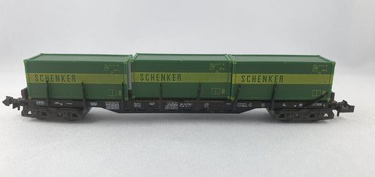 Minitrix 51 3512 00 DB Container Flat Car "Schenker" (DG681)