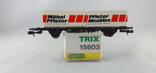 Minitrix 15603 DB Container Tragwagen "Möbel Pfister" OVP (DG343)