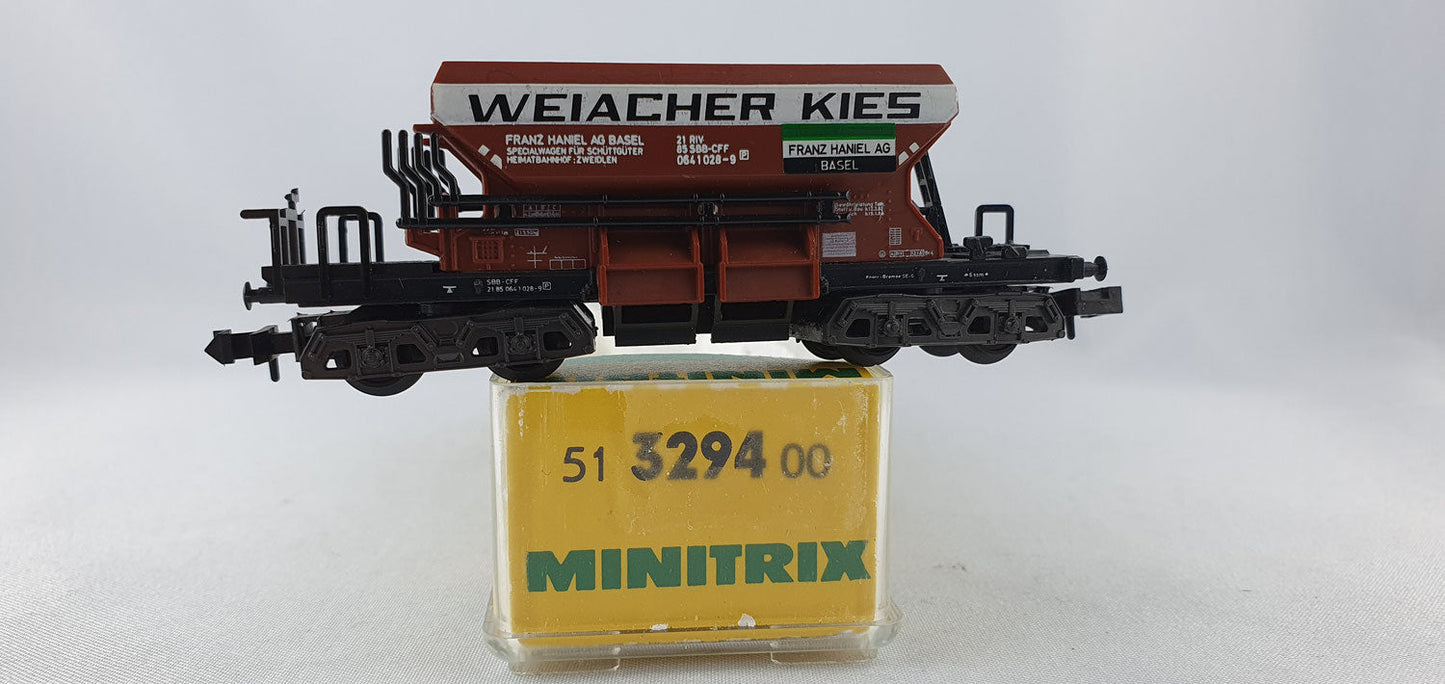 Minitrix 51 3294 00 SBB Selbstentladewgen "Weichacher Kies" OVP (DG519)