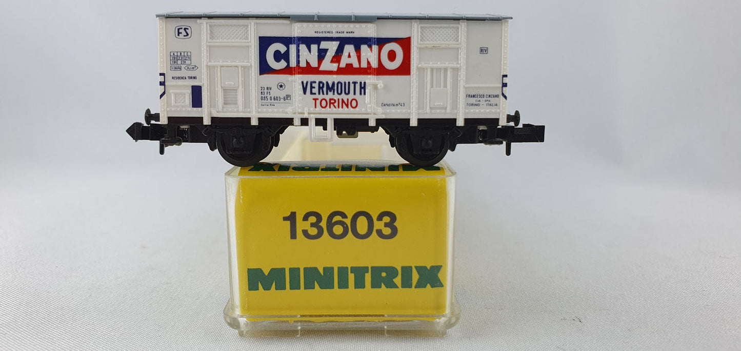 Minitrix 13603 FS ged.Güterwagen "CINZANO" OVP (DG526)