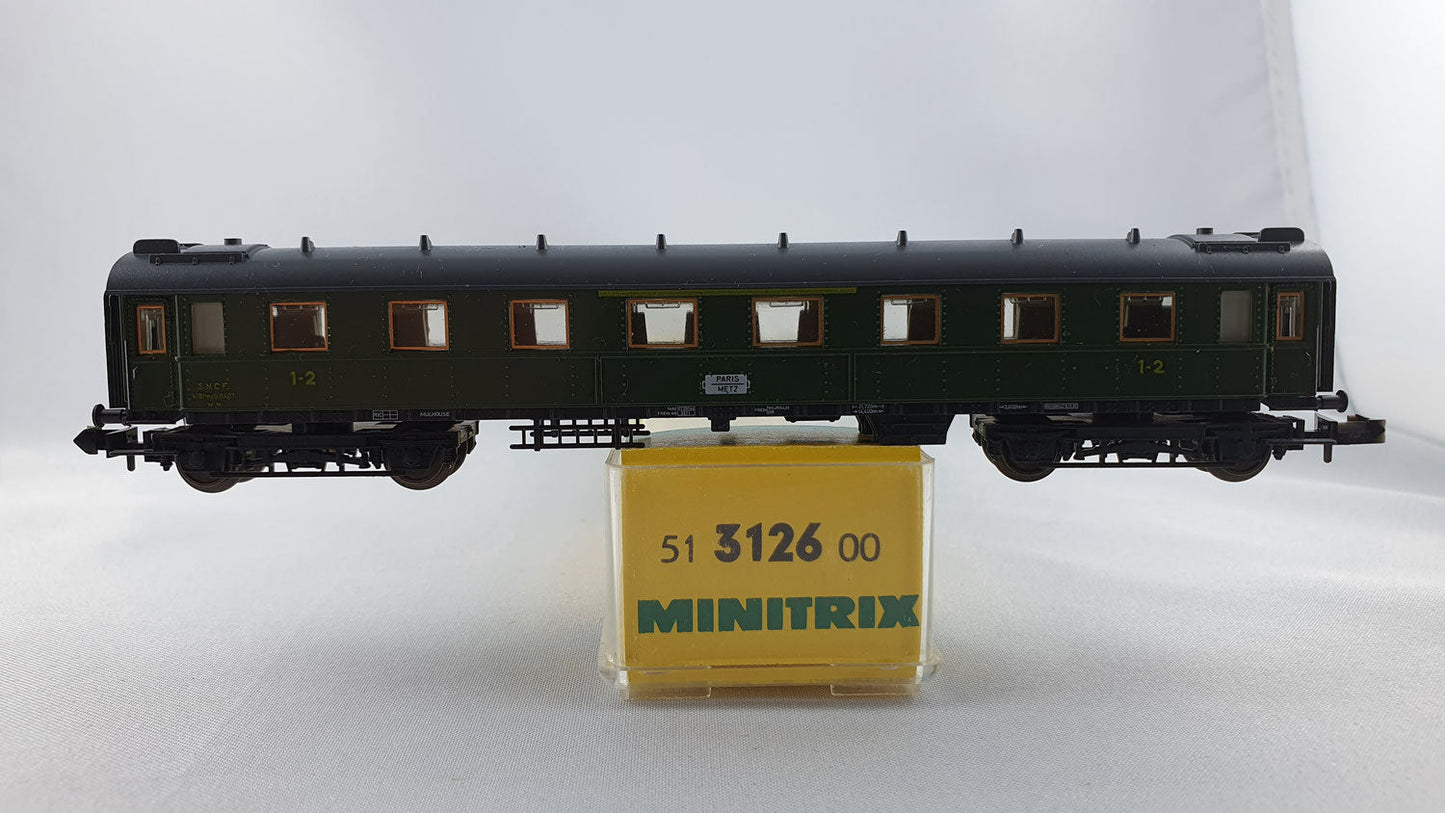Minitrix 51 3126 00 SNCF Personenwagen 1./2.Kl. OVP (DP206)