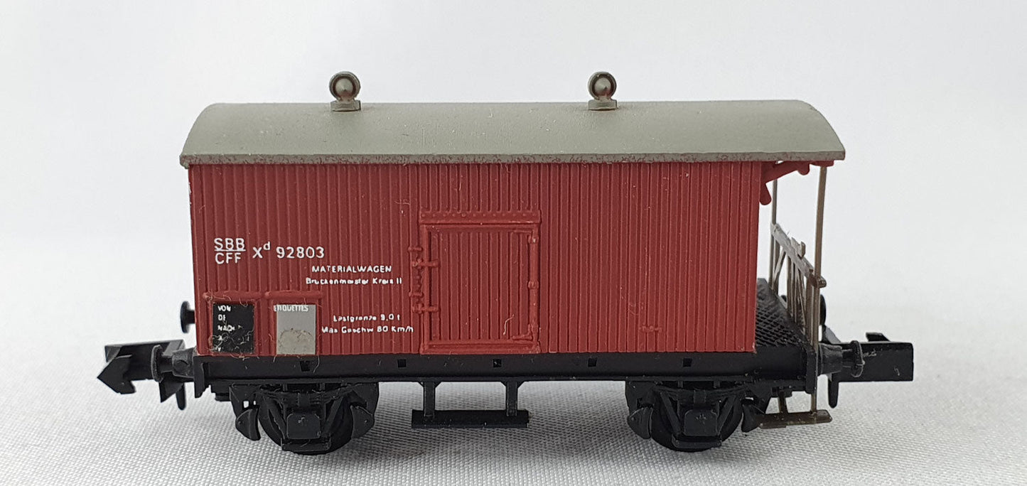 SwissToys 3 SBB Flachdachwagen braun mit Brb Kreidetafel und Zettelkasten (DG476)