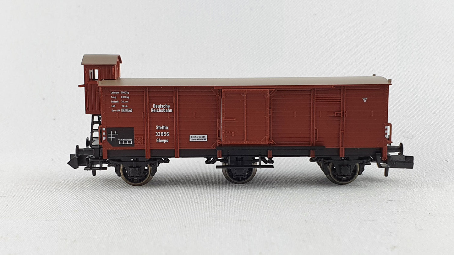 Fleischmann 8380 DRG wagon couvert 3 essieux avec guérite de serre-frein OVP (DG241)