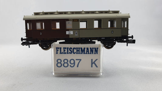 Fleischmann 8897 K KPEV Durchgangswagen 3-achsig 3./4. Kl. OVP (DP126)