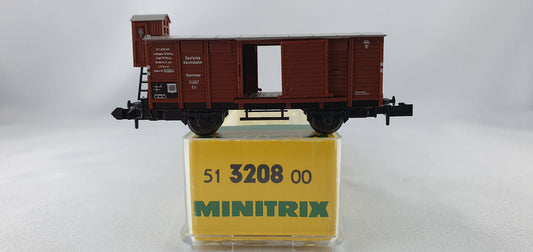 Minitrix 51 3208 00 DRG ged. Güterwagen mit Brh OVP (DG284)