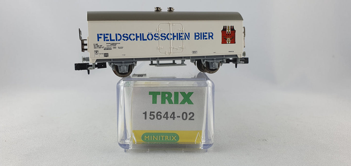 Minitrix 15644-02 SBB Bierwagen "Feldschlösschen Bier" OVP (DG530)