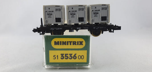 Minitrix 51 3536 00 DB Behälter tragwagen "CONTRANS" OVP (E3773)