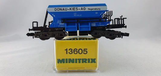 Minitrix 13605 DB Selbstentladewagen "Donau-Kies-AG" 4-achsig OVP (DG313)