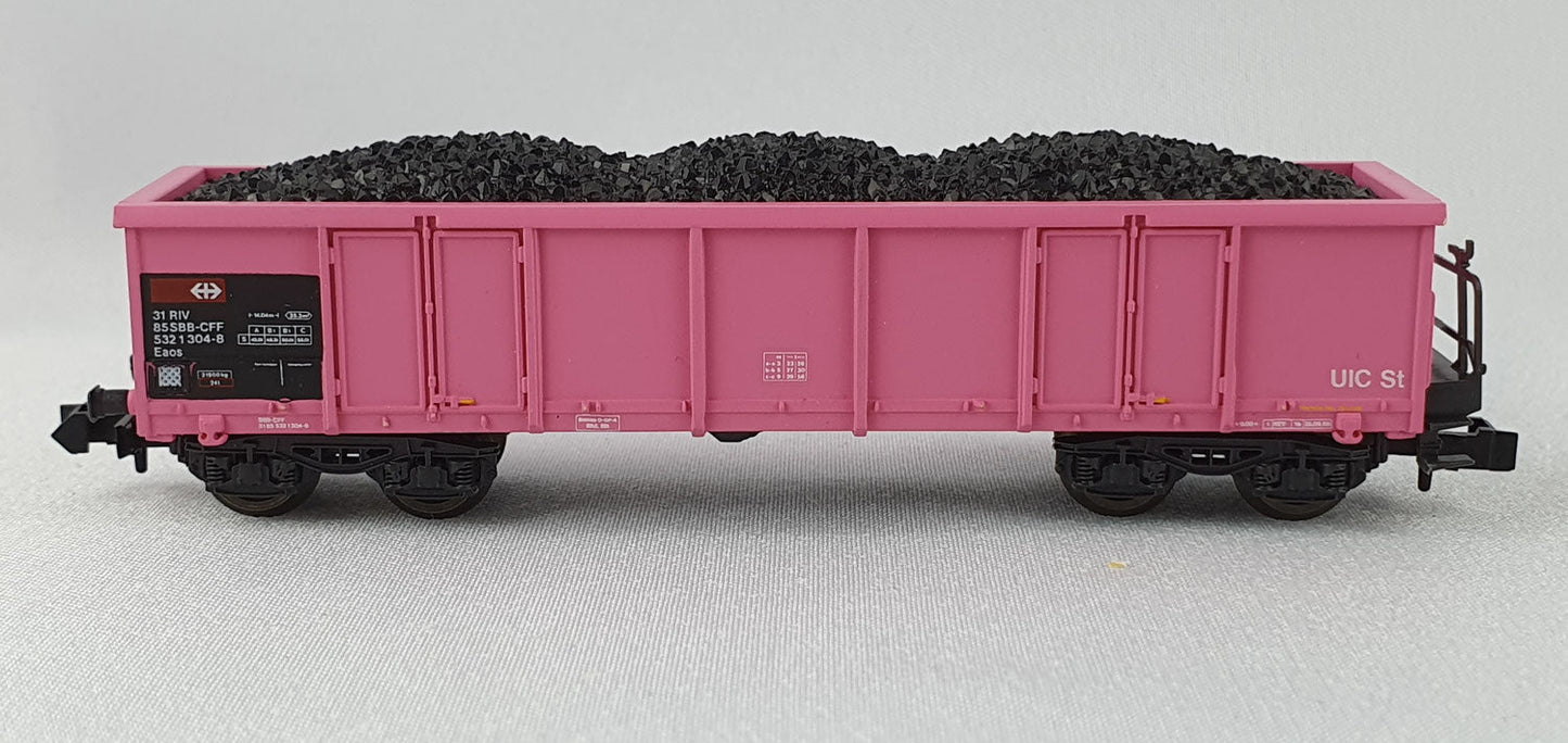 Roco 25169 SBB off.Güterwagen pink mit Kohleladung (DG654)