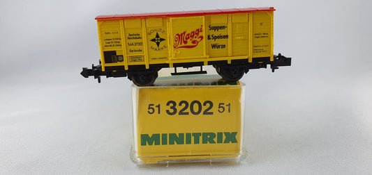 Minitrix 51 3202 51 DRG ged. Güterwagen "Maggi" gelb OVP (DG347)