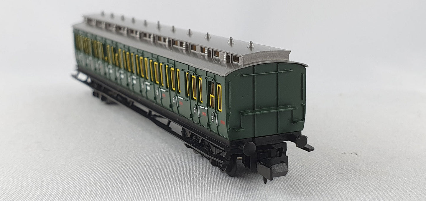 Arnold 3394 DRG Abteilwagen 3. Kl grün Beiwagen zu ET 88 mit allen Fenstern gelb (DP418)