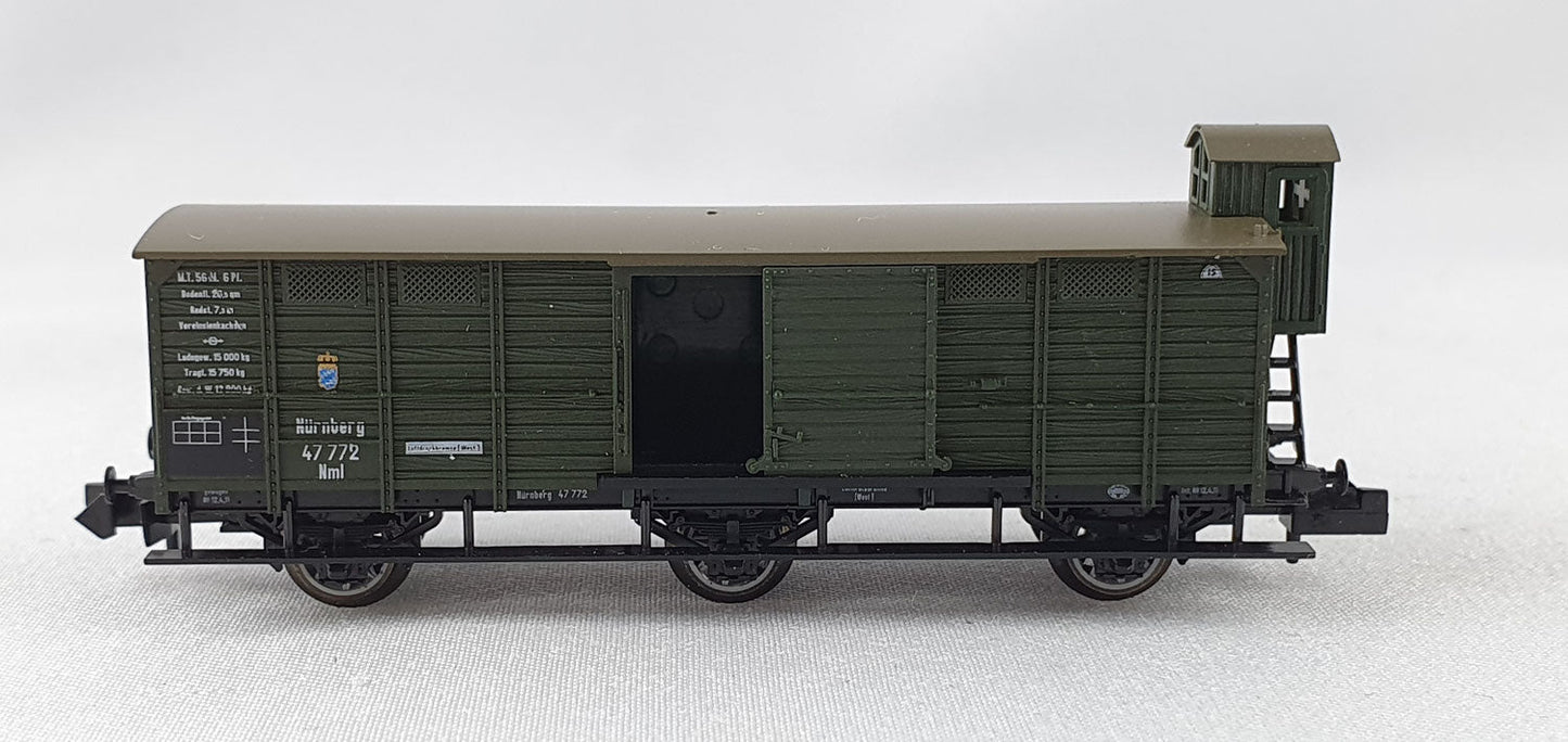 Minitrix 13269 K.Bay.Sts.B ged. Güterwagen mit Bremserhaus 3-achsig OVP (DG305)
