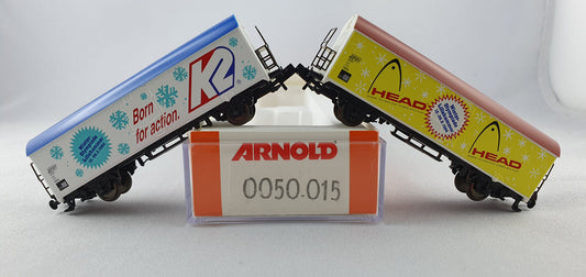 Arnold 0050.015 2 wagons frigorifiques « HEAD et K2 » dans leur emballage d'origine (DG644) 
