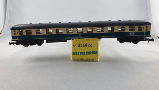 Minitrix 51 3134 00 DB Liegewagen 2. Kl. mit Beleuchtung OVP (2713)
