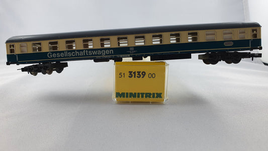 Minitrix 51 3139 00 DB Schnellzugwagen "Gesellschaftswagen" blau OVP (DP165)