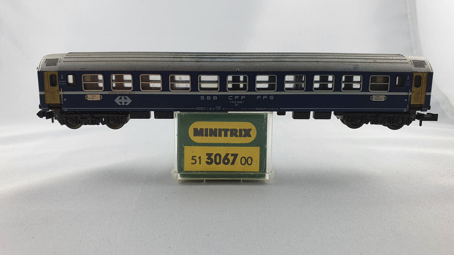 Minitrix 51 3067 00 SBB Liegewagen 2. Kl. blau OVP (DP202)