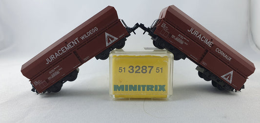Minitrix 51 3287 51 SBB Freight Car Set Self-Unloading Hopper "Vigier Cement" (DG758) 
