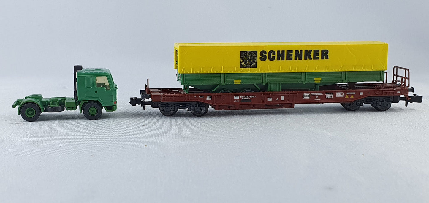 Roco 1904 DB Taschenwagen mit Auflieger "Schenker" OVP (CWG1)