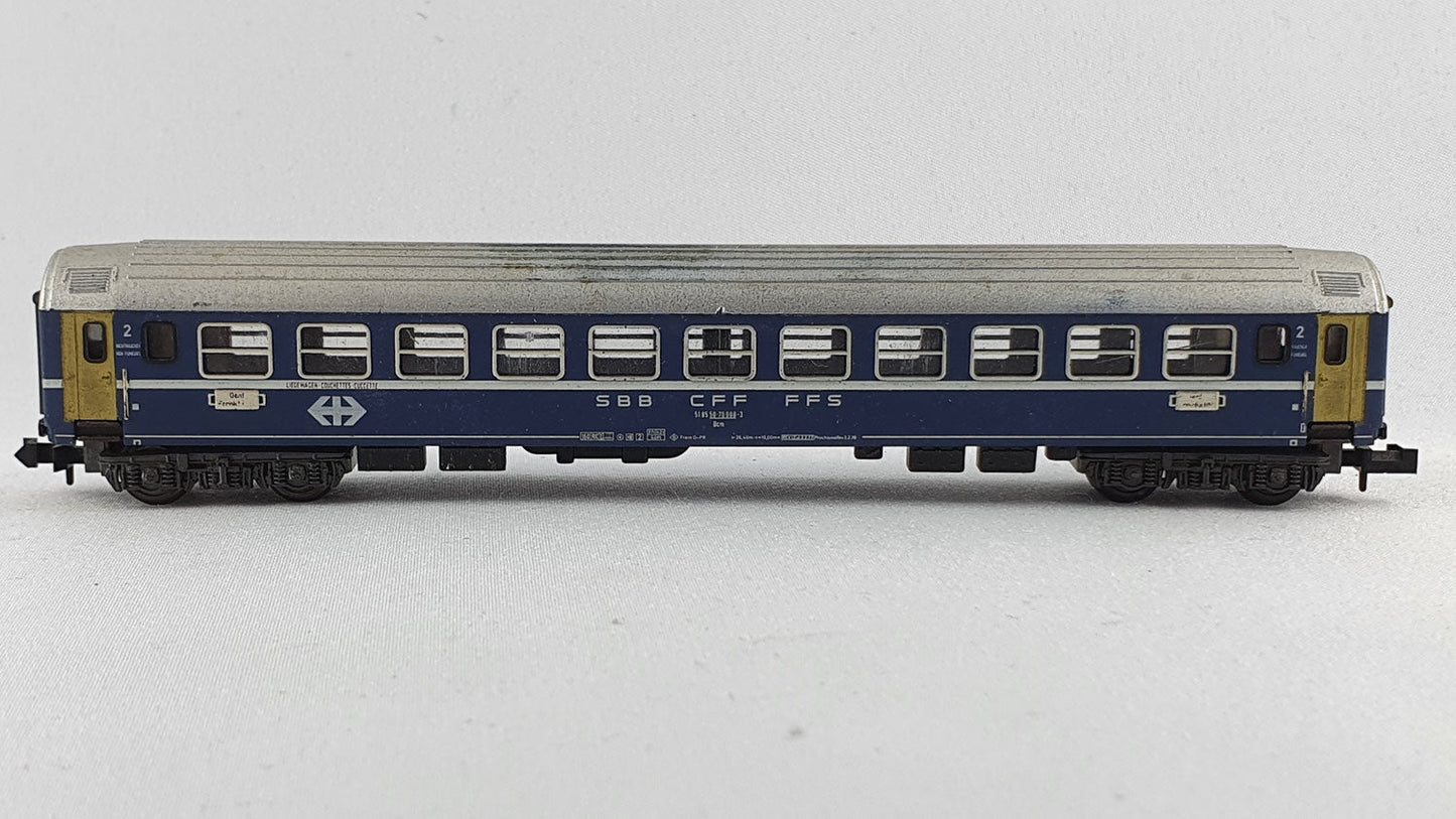 Minitrix 51 3067 00 SBB Liegewagen 2. Kl. blau OVP (AGW20)