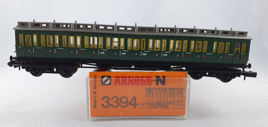 Arnold 3394 DRG Abteilwagen 3. Kl grün Beiwagen zu ET 88 mit allen Fenstern gelb OVP (DP371)