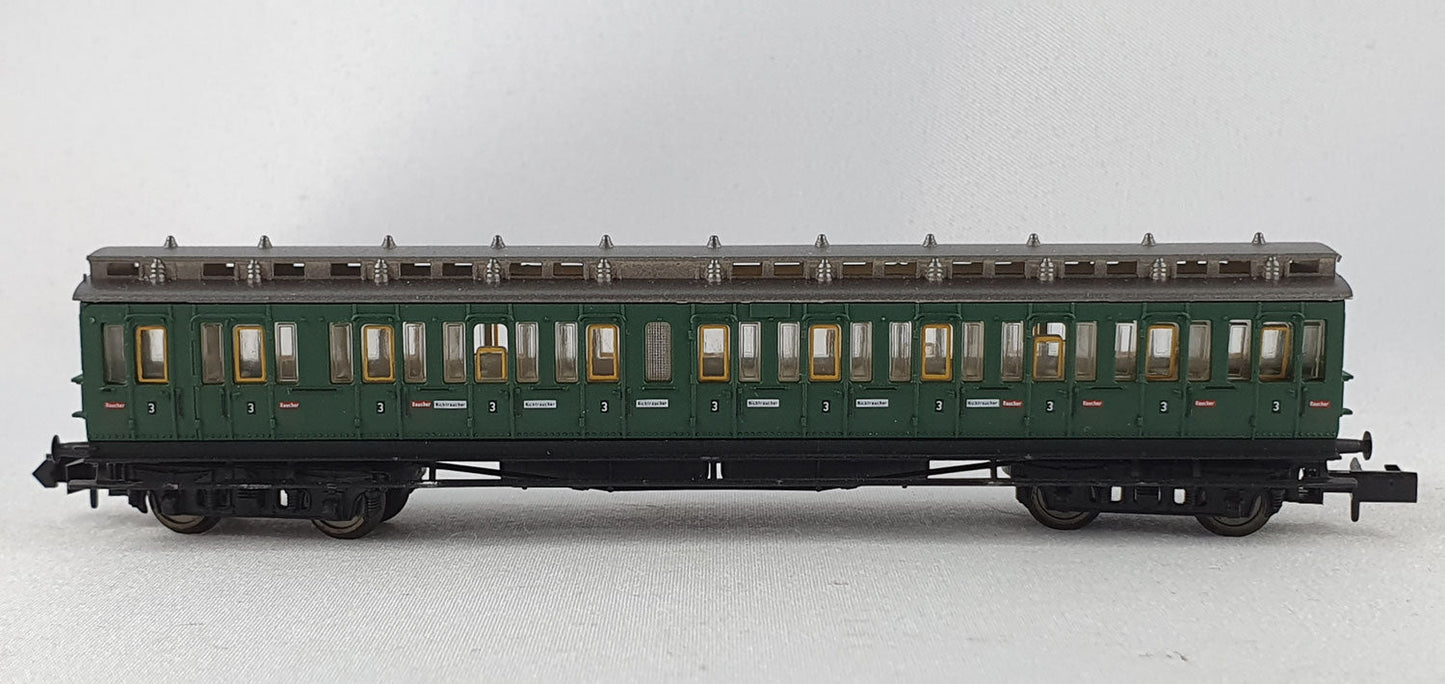 Arnold 3394 DRG Abteilwagen 3. Kl grün Beiwagen zu ET 88 mit braunen Fenster OVP (DP369)