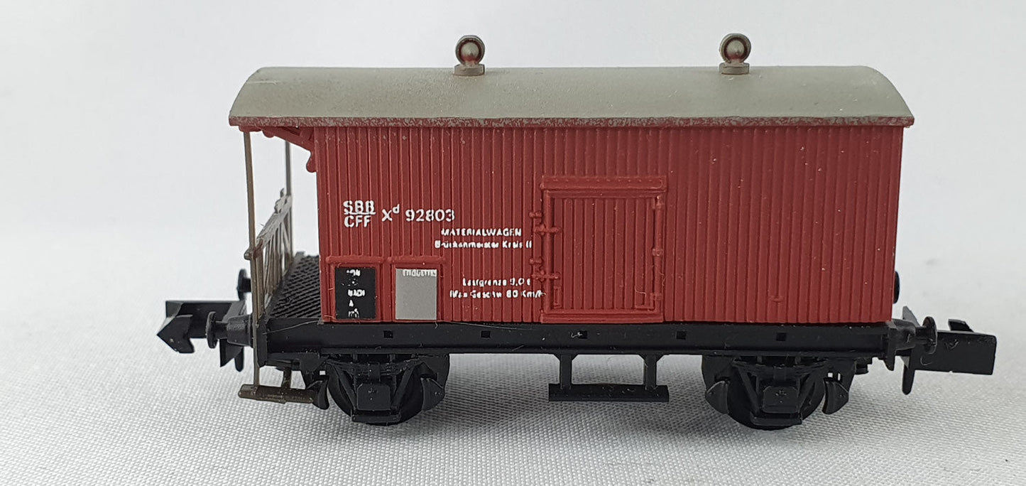 SwissToys 3 SBB Flachdachwagen braun mit Brb Kreidetafel und Zettelkasten (DG476)