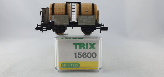 Minitrix 15600 SBB Wein-Transportwagen mit 2 Echtholzfässern und Brh OVP (DG529)