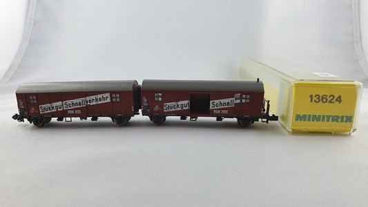 Minitrix 13624 DB Leig- Wageneinheit "Stückgut-Schnellverkehr" OVP (DG116)