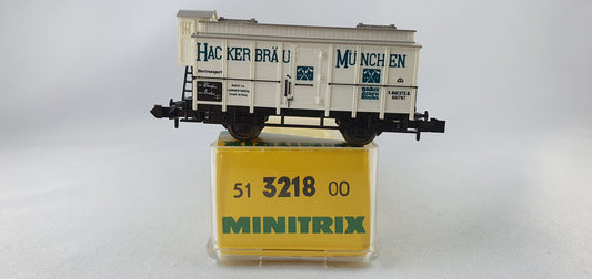 Minitrix 51 3218 00 K.Bay.Sts.B beer car "Hackerbräu München" OVP (DG332) 