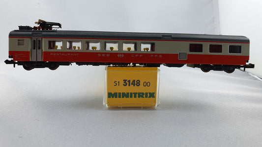 Minitrix 51 3148 00 SBB Speisewagen Swiss Express mit Licht OVP (WP15)