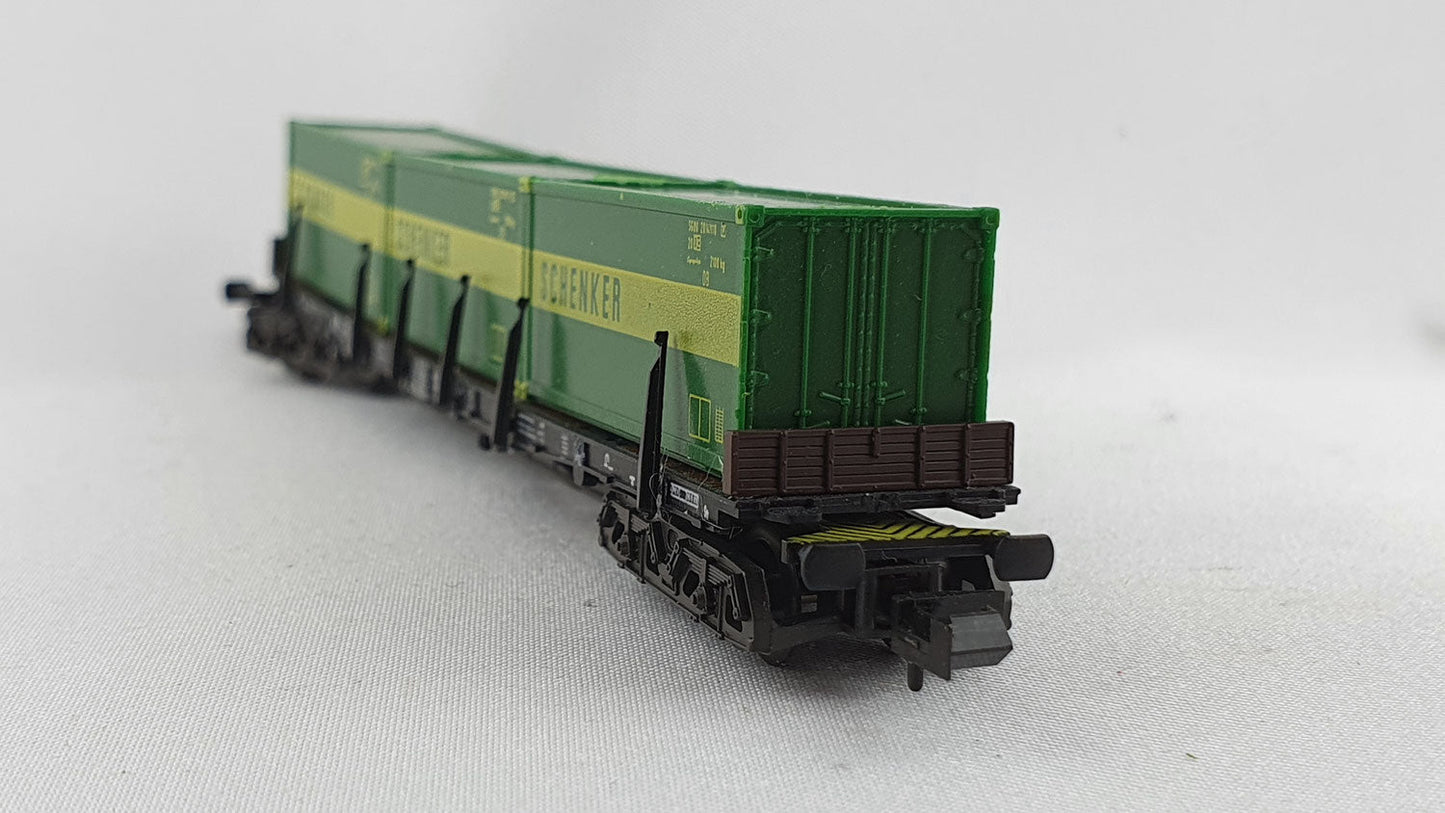 Minitrix 51 3511 00 DB Container Tragwagen "Schenker" OVP (DG123)