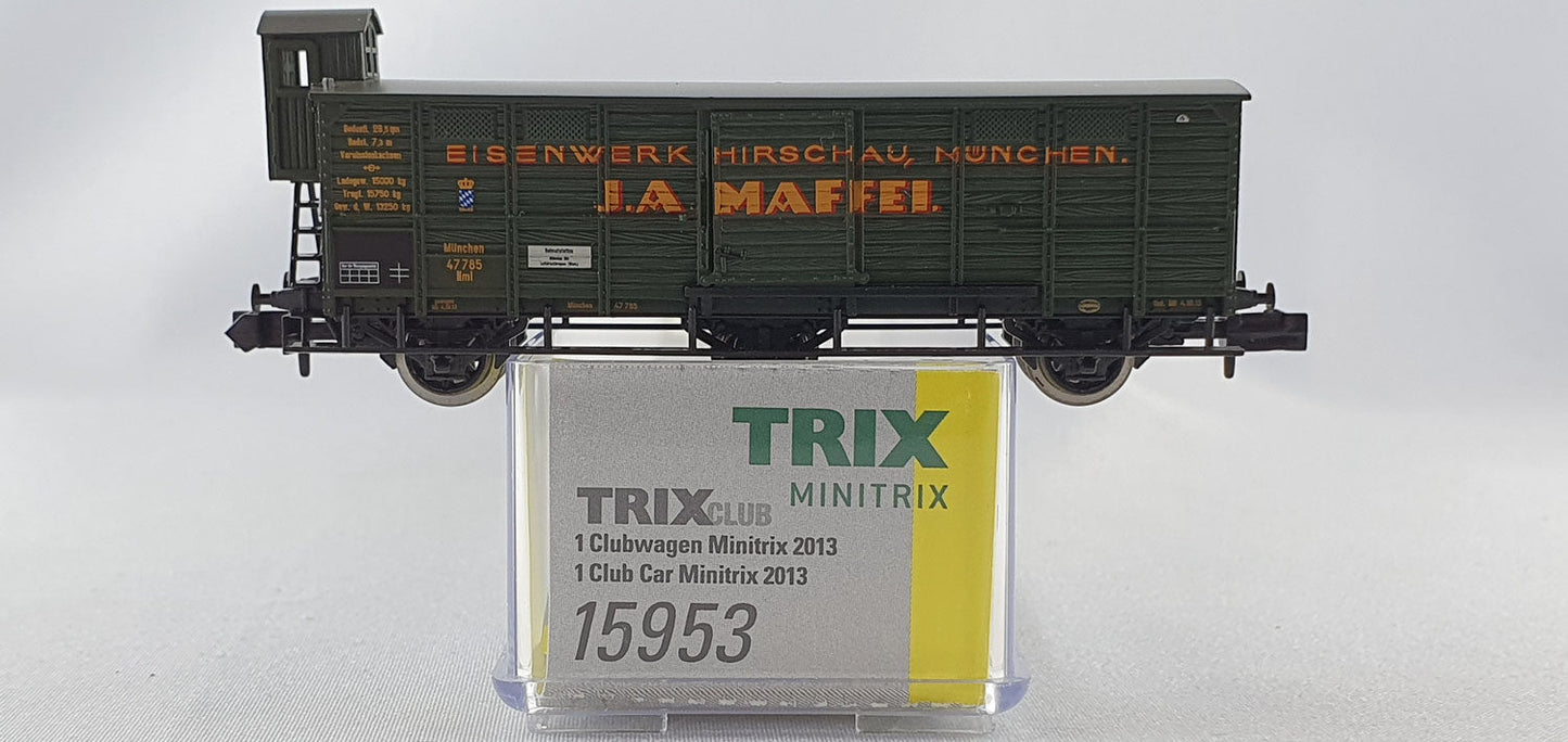 Minitrix 15953 K.Bay.Sts.B ged. Güterwagen 3-achsig J.A. Maffei Jahreswagen 2013 OVP (E3508)