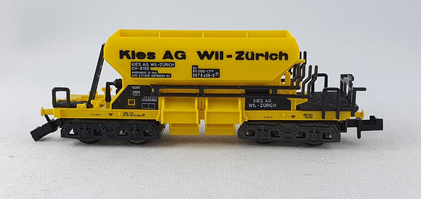 Minitrix 13691 SBB Selbstentladewagen gelb "Kies AG Wil-Zürich" 4-achsig OVP (AGW11)