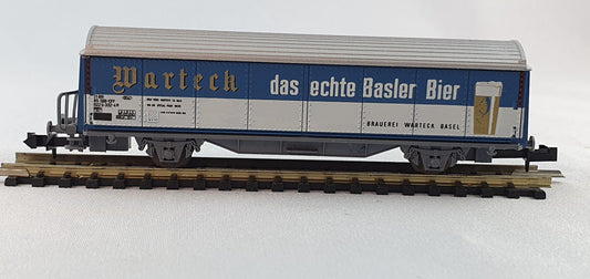 Wagon à parois coulissantes Roco 2326F SBB pour le transport de bières « Warteck » (DG825) 