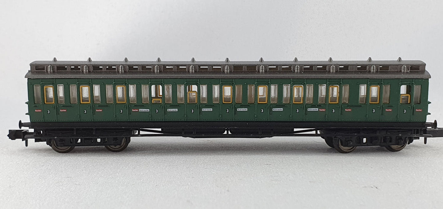 Arnold 3394 DRG Abteilwagen 3. Kl grün Beiwagen zu ET 88 mit braunen Fenster OVP (DP369)