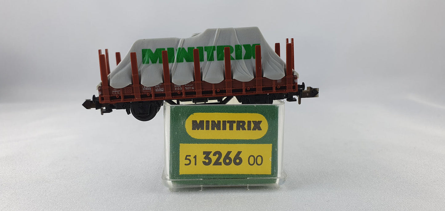 Minitrix 51 3266 00 DB Rungenwagen mit Plane Minitrix OVP (DG289)
