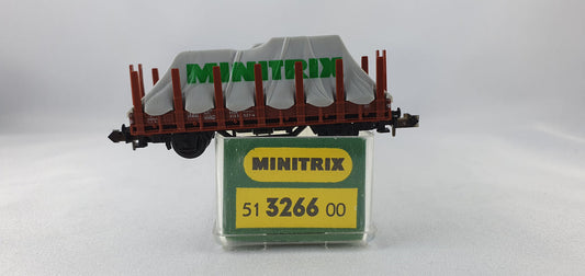 Minitrix 51 3266 00 DB Rungenwagen mit Plane Minitrix OVP (DG289)