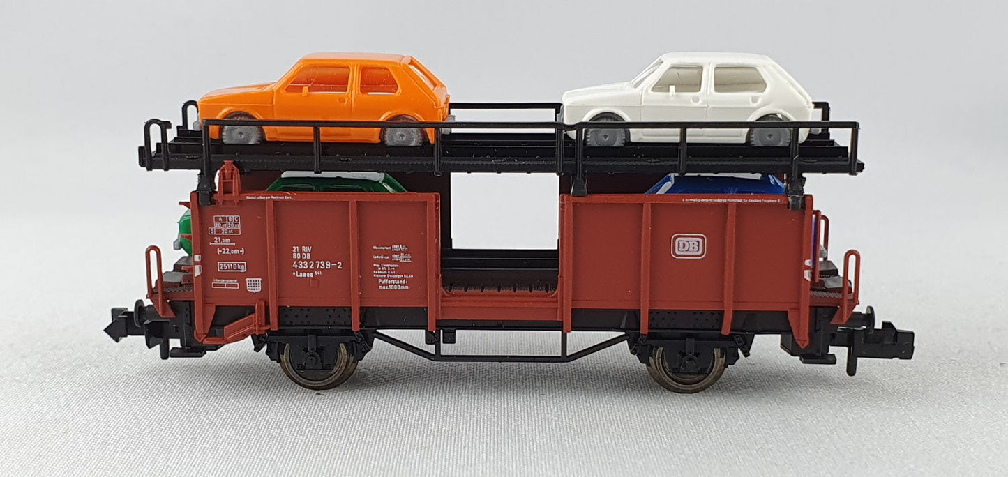 Fleischmann 8225 DB Doppelstock Autotransport mit 4 Golf OVP (DG449)