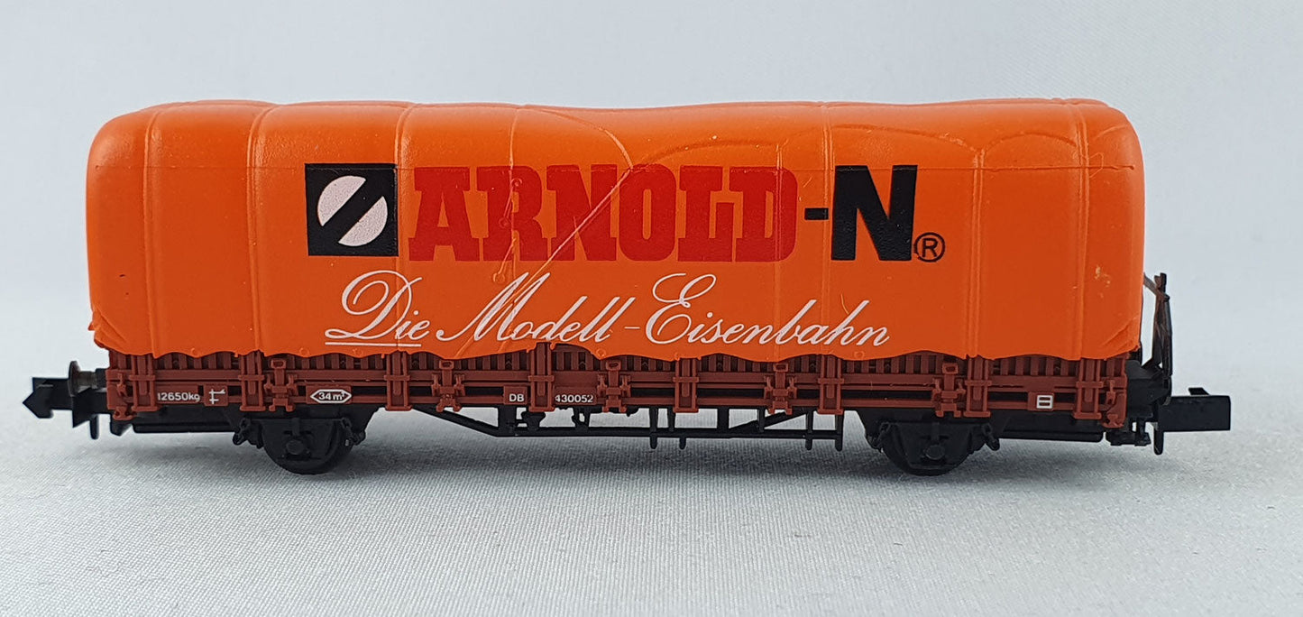 Arnold 4476 DB Rungenwagen mit Plane "Arnold N Die Modelleisenbahn" OVP (DG620)
