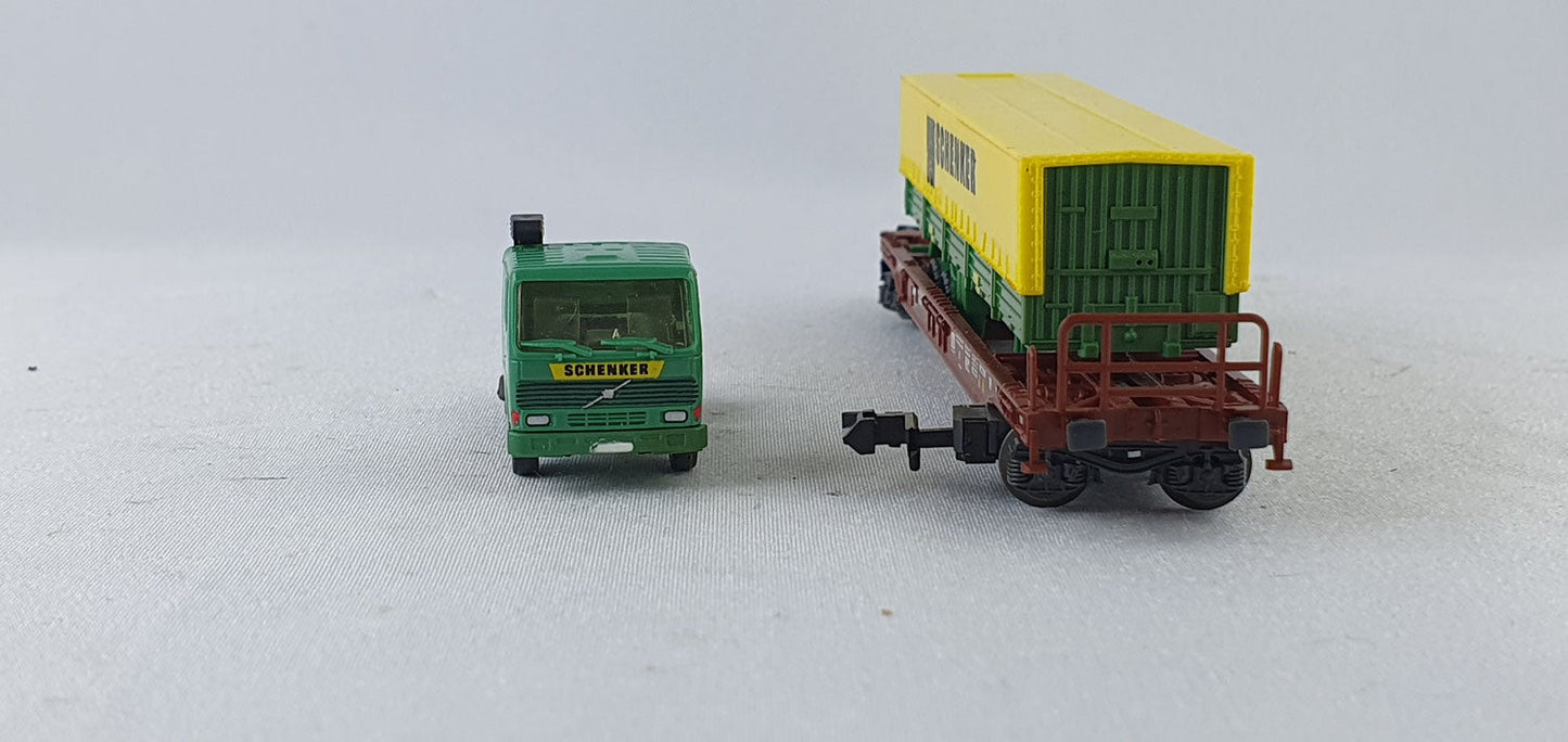 Roco 1904 DB Taschenwagen mit Auflieger "Schenker" OVP (CWG1)