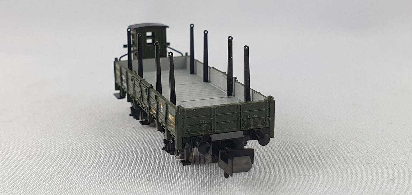 Minitrix 13233 K.Bay.Sts.B Niederbordwagen mit Bremserhaus OVP (DG302)