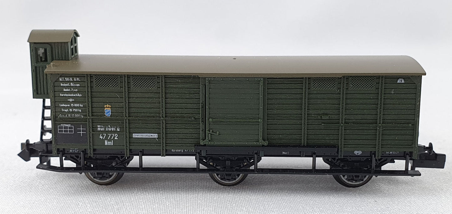 Minitrix 13269 K.Bay.Sts.B ged. Güterwagen mit Bremserhaus 3-achsig OVP (DG305)