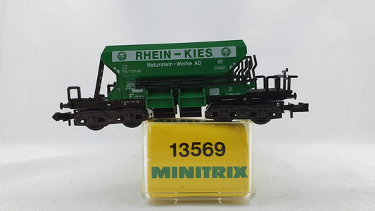 Minitrix 13569 DB Selbstentladewagen  Talbot "Rhein Kies" OVP " (DG84)