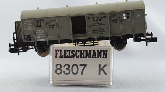 Fleischmann 8307 K DRG ged. Güterwagen mit Bremserhaus "Lebende Fische" OVP (DG197)