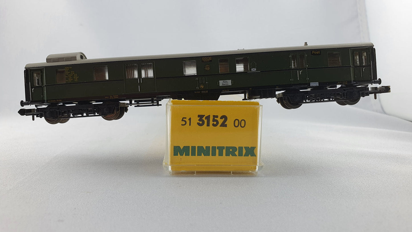 Minitrix 51 3152 00 DB Gepäckwagen mit Postabteil OVP (DP235)